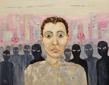 绘画 标题为“A man with wrong ga…” 由Vladimir Lebedev, 原创艺术品, 油 安装在木质担架架上