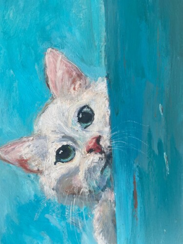 Ζωγραφική με τίτλο "Painting of a white…" από Svetlana Shtamburg, Αυθεντικά έργα τέχνης, Λάδι Τοποθετήθηκε στο Ξύλινο πάνελ