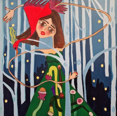 Painting titled "Fantasía y realidad…" by Beatriz Álvarez, Original Artwork, Acrylic Mounted on Wood Stretcher frame