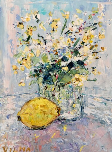 Painting titled "Flowers Bouquet Oil…" by Vilma Gataveckiene, Original Artwork, Oil