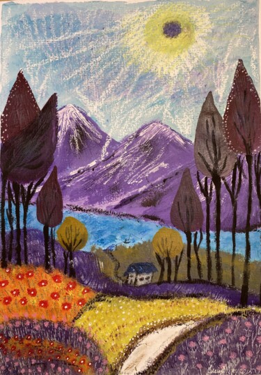 Dessin intitulée "House by the river" par Eli Devart, Œuvre d'art originale, Acrylique