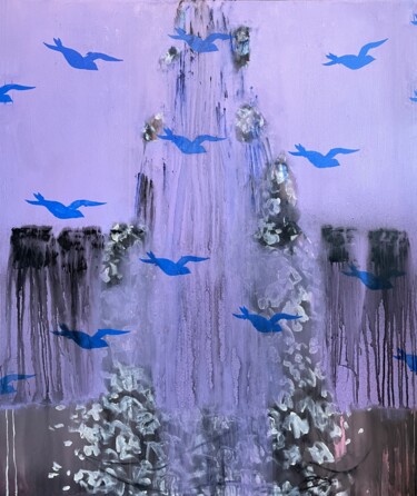 Schilderij getiteld "Where the Blue Bird…" door Incognito, Origineel Kunstwerk, Acryl