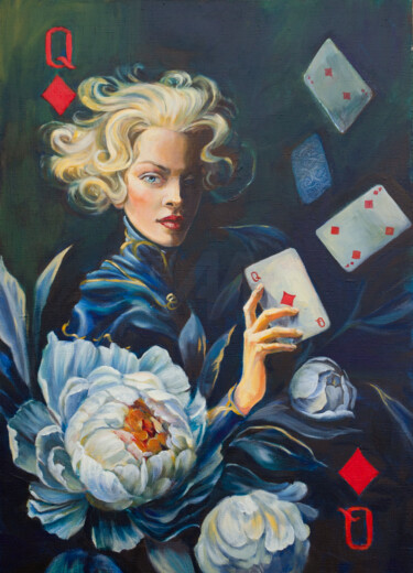 Pintura titulada "Queen of Diamonds A…" por Tutsi Nellis, Obra de arte original, Acrílico Montado en Bastidor de camilla de…