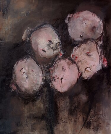 Malerei mit dem Titel "Bien arrivés au CAC…" von Denis Blondel, Original-Kunstwerk, Kohle