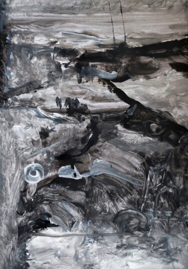 Pintura intitulada "Gloomy Grey Area -…" por Milto Sideris, Obras de arte originais, Acrílico