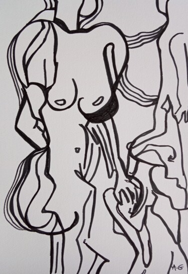 Zeichnungen mit dem Titel "Silence of Forms" von Anna Grochowska, Original-Kunstwerk, Marker