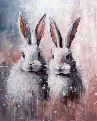 Картина под названием "Painting with rabbi…" - Виктория Кернер, Подлинное произведение искусства, Масло Установлен на Деревя…