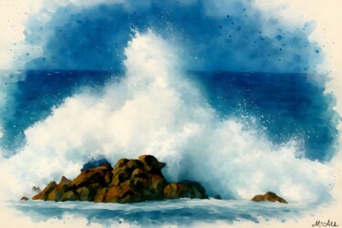 "Watercolor Ocean Wa…" başlıklı Dijital Sanat M Alk tarafından, Orijinal sanat, Dijital Resim
