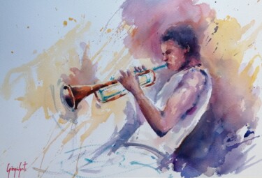 Peinture intitulée "musician 8" par Giorgio Gosti, Œuvre d'art originale, Aquarelle