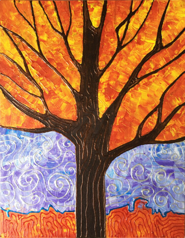 "STAINED GLASS WINDO…" başlıklı Tablo Voskresenskaya tarafından, Orijinal sanat, Akrilik Karton üzerine monte edilmiş