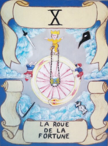Dessin intitulée "Lame Dix : La Roue…" par Aurélie Claude, Œuvre d'art originale, Pastel