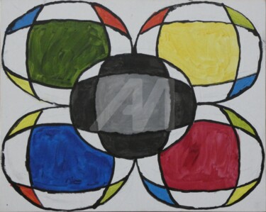 Malerei mit dem Titel "Round 1" von Tarvo Merkällinen, Original-Kunstwerk, Acryl