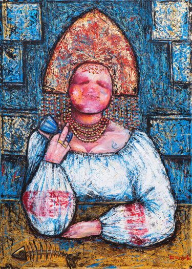 "La rusa (reflexion)" başlıklı Tablo Lenny B. tarafından, Orijinal sanat, Petrol Ahşap Sedye çerçevesi üzerine monte edilmiş