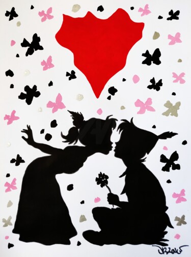 Pintura intitulada "Kiss me Peter!" por Dr. Love, Obras de arte originais, Acrílico