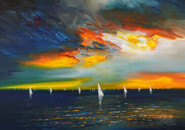 Painting titled "Seaside Sailing Imp…" by Peter Nottrott, Original Artwork, Acrylic