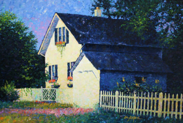 ""House with Flower…" başlıklı Tablo Bill James Family Estate-Jo Ann James Trustee tarafından, Orijinal sanat, Petrol Ahşap…