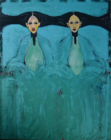 Malerei mit dem Titel "My Red Series (Gree…" von Incognito, Original-Kunstwerk, Acryl