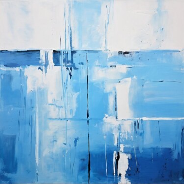 Digital Arts titled "Minimal Blue White…" by Stellaartist001, Original Artwork, AI generated image