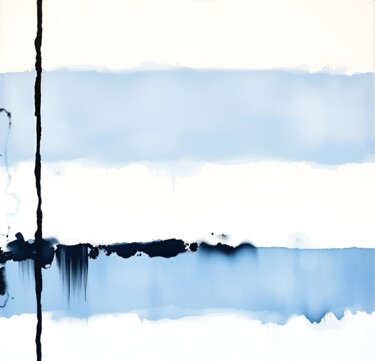 Digitale Kunst mit dem Titel "Minimal Blue White…" von Stellaartist001, Original-Kunstwerk, KI-generiertes Bild