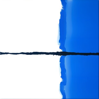 Digitale Kunst mit dem Titel "Minimalist Blue & B…" von Stellaartist001, Original-Kunstwerk, KI-generiertes Bild