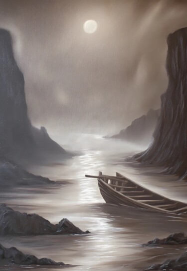 Digital Arts titled "Silent Shore 2 – Di…" by Iryna Mellis, Original Artwork, AI generated image
