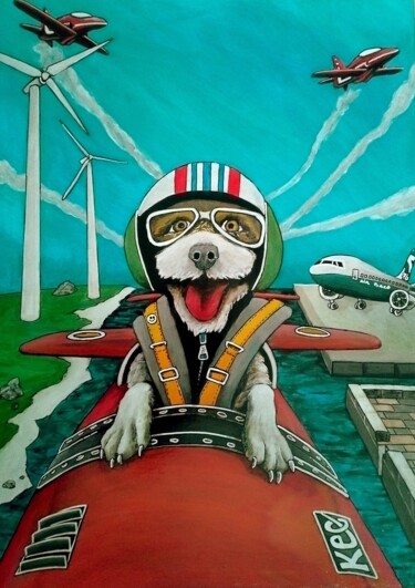 Painting titled "Dog avion" by Jonathan Altero, Original Artwork, Acrylic