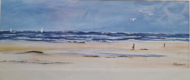 Painting titled "à marée basse sur u…" by Lise Buissart, Original Artwork, Watercolor