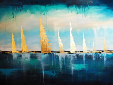 "Régate" başlıklı Tablo Anne-Sophie Fernandez tarafından, Orijinal sanat, Akrilik Ahşap Sedye çerçevesi üzerine monte edilmiş