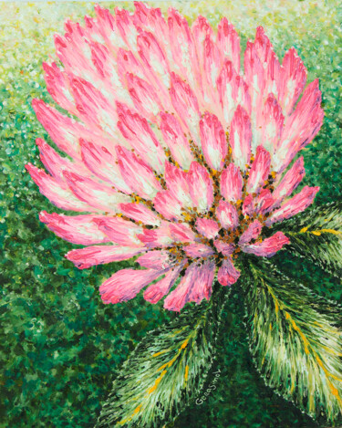 Malarstwo zatytułowany „Clover: Luck Symbol…” autorstwa Max Gerasimov, Oryginalna praca, Olej Zamontowany na Drewniana rama…