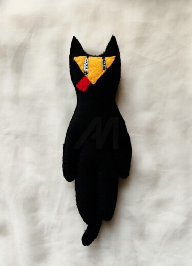 Escultura titulada "Textile cat" por Olesya Nikolaeva, Obra de arte original, Tela