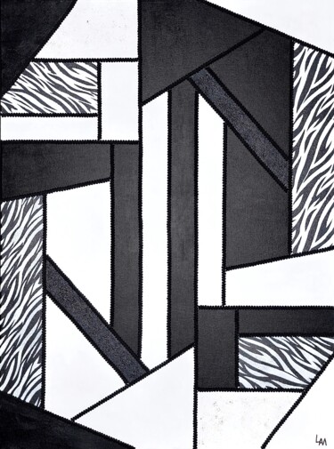 "Black and white geo…" başlıklı Tablo Nadezda Dick (Line Art Mood) tarafından, Orijinal sanat, Akrilik Ahşap Sedye çerçevesi…