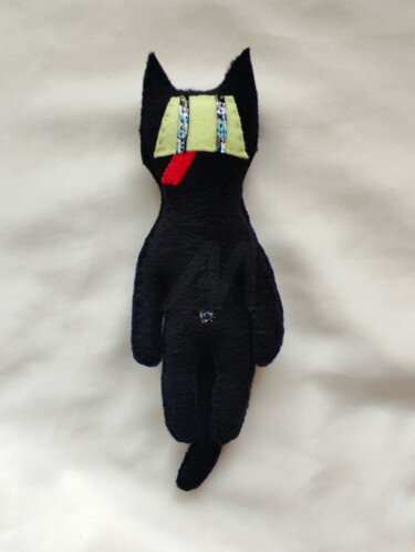 Textile Art titled "Textile cubism cat" by Olesya Nikolaeva, Original Artwork, Fabric