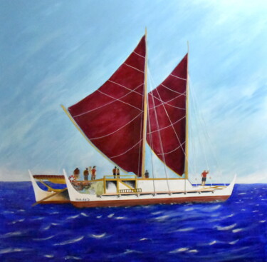 "Voilier Polynésien…" başlıklı Tablo Claude De Jouvancourt tarafından, Orijinal sanat, Akrilik Ahşap Sedye çerçevesi üzerine…