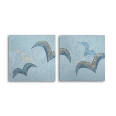 Peinture intitulée "Diptych. Seagulls o…" par Mariya Khozyasheva, Œuvre d'art originale, Acrylique