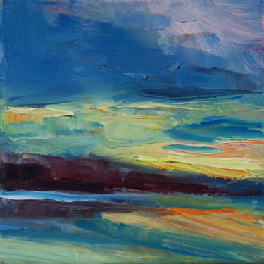 绘画 标题为“Soleil derrière le…” 由Marta Lipowska, 原创艺术品, 油 安装在木质担架架上