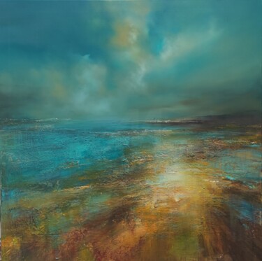 Painting titled "Entre ciel et terre" by Angelina Ermakova, Original Artwork, Oil Mounted on Wood Stretcher frame