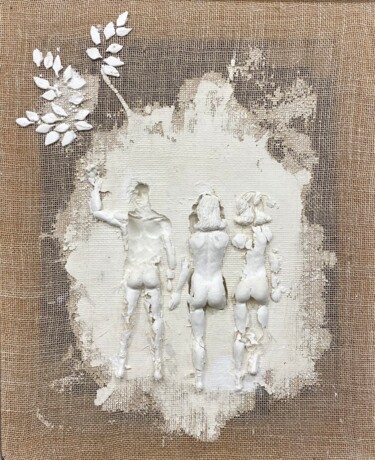 Skulptur mit dem Titel "Adam et Ève, vue de…" von Guillaume Werle, Original-Kunstwerk, Gips Auf Keilrahmen aus Holz montiert