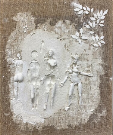 Skulptur mit dem Titel "L’apparition d’Eve." von Guillaume Werle, Original-Kunstwerk, Gips Auf Keilrahmen aus Holz montiert