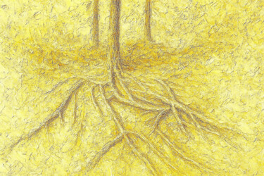 Digitale Kunst getiteld "Abstraction golden…" door Evgenia Rod Borovikova, Origineel Kunstwerk, Acryl