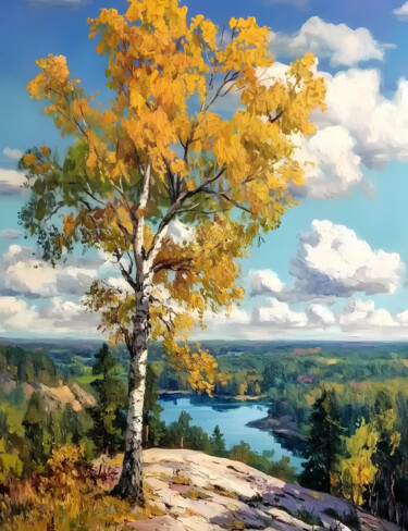 Estampas & grabados titulada "AUTUMN WIND OVER TH…" por Voskresenskaya, Obra de arte original, Impresión digital