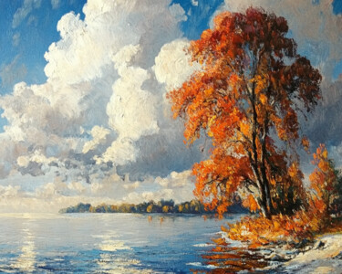 Estampas & grabados titulada "GOLDEN SHORE OF AUT…" por Voskresenskaya, Obra de arte original, Impresión digital