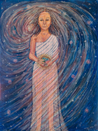 "Gaia's Hopeful Pray…" başlıklı Tablo Kim Miller tarafından, Orijinal sanat, Petrol Ahşap Sedye çerçevesi üzerine monte edil…