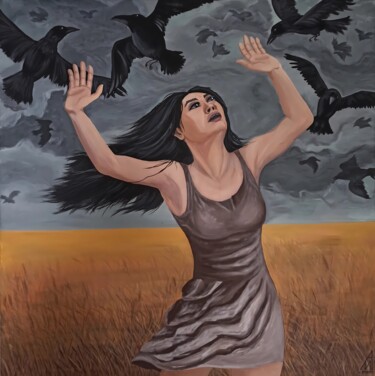 Pintura titulada "Caught Between Fear…" por Iryna Mellis, Obra de arte original, Acrílico Montado en Bastidor de camilla de…