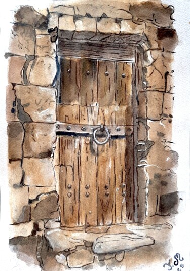 Peinture intitulée "The Door of Time" par Armajay, Œuvre d'art originale, Aquarelle