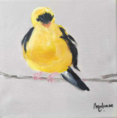 Peinture intitulée "Chardonneret jaune 2" par Myriam Delarue-Assan, Œuvre d'art originale, Acrylique Monté sur Châssis en bo…