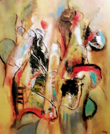 Ζωγραφική με τίτλο "Composition 8/25" από Monique Chef, Αυθεντικά έργα τέχνης, Ακρυλικό Τοποθετήθηκε στο Ξύλινο φορείο σκελε…