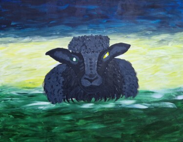 Ζωγραφική με τίτλο "The Black Sheep" από Andrada Oprea, Αυθεντικά έργα τέχνης, Ακρυλικό Τοποθετήθηκε στο Ξύλινο φορείο σκελε…