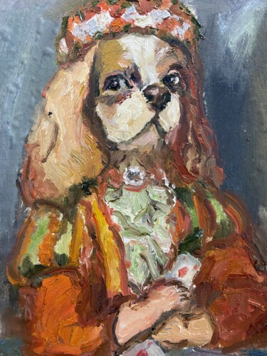 Peinture intitulée "A dog with a fortun…" par Svetlana Shtamburg, Œuvre d'art originale, Huile Monté sur Carton