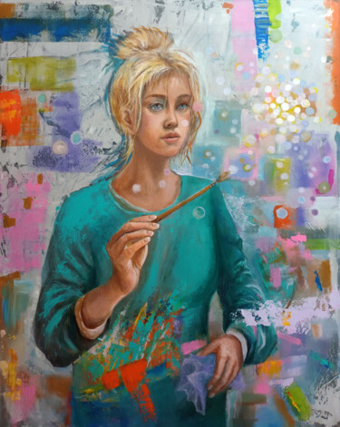 Malarstwo zatytułowany „Tchnienie” autorstwa Maria Kucia-Albin, Oryginalna praca, Akryl Zamontowany na Drewniana rama noszy