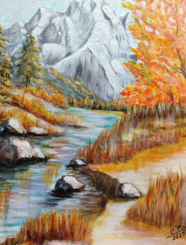 "Autumn in the mount…" başlıklı Tablo Svetlana Rytkina tarafından, Orijinal sanat, Akrilik Ahşap Sedye çerçevesi üzerine mon…